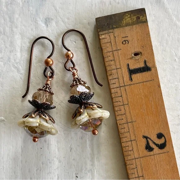 ARTISAN Earrings “Champagne Brunch” - Dangles - Picture 10 of 11